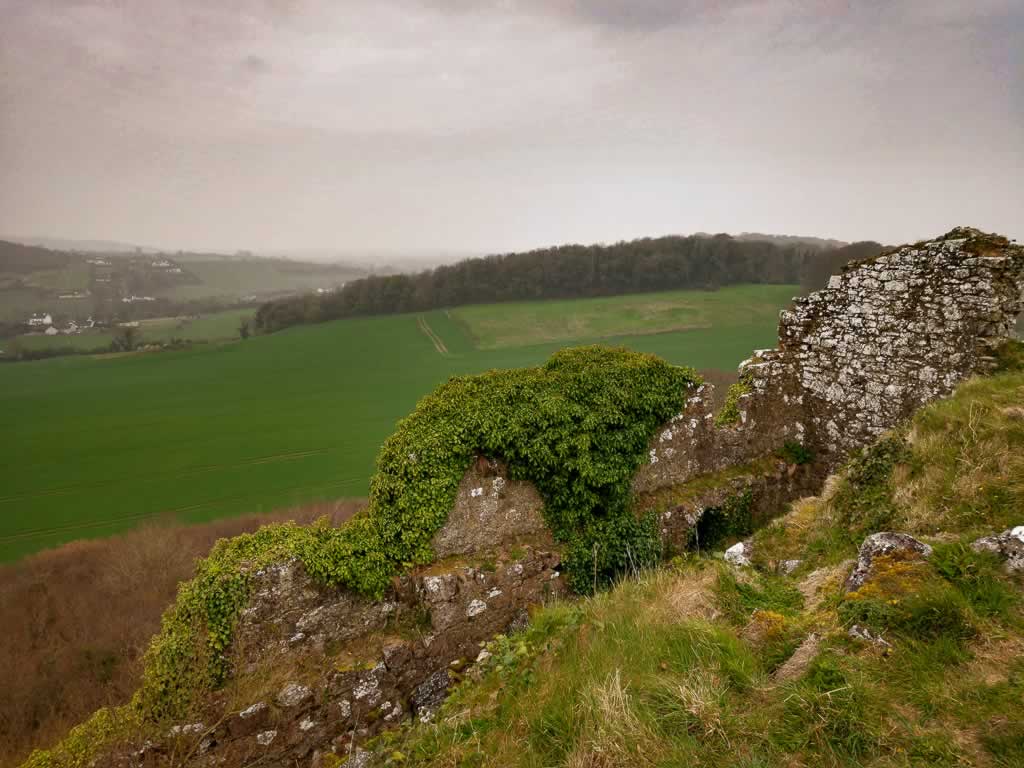The sprawling farmland and surrounding mountains make the climb up the Rock Of Dunamase Ireland well worth it.